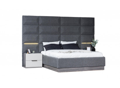 Gray Bedroom Set Complete Furniture Bed Wardrobe Nightstands Furniture 5-piece Wood