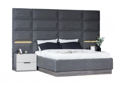 Gray Bedroom Set Complete Furniture Bed Wardrobe Nightstands Furniture 5-piece Wood