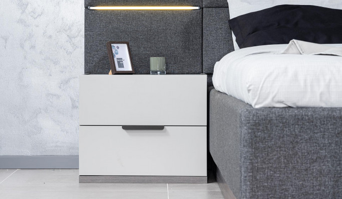 Gray Bedroom Set Complete Furniture Bed Wardrobe Nightstands Furniture 5-piece Wood