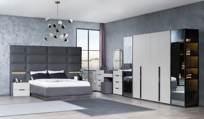 Complete bedroom furniture set bed 2x nightstand dressing table mirror 5 pieces new