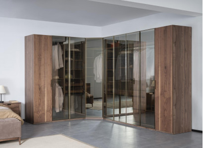 Walk-in closet glass cabinet transparent doors corner cabinet new