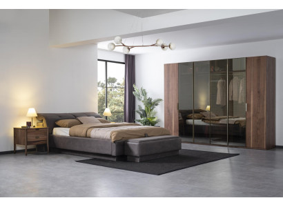 Bedroom set furniture bed 2x bedside table wardrobe furniture complete set 4-piece.