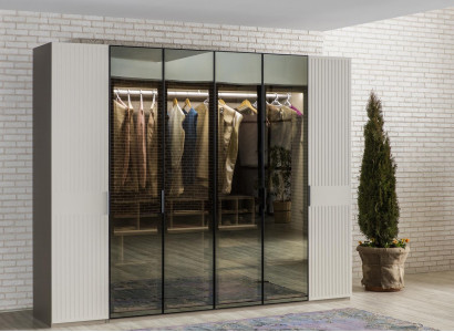 Loft wardrobe luxury bedroom wooden wardrobe glass cabinet furniture design