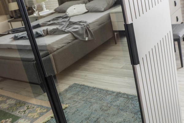 Loft wardrobe luxury bedroom wooden wardrobe glass cabinet furniture design
