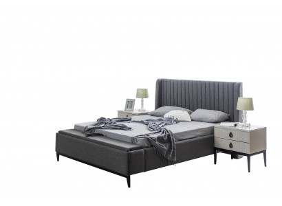 Bed Design Double Bed Beds Upholstered Bedroom Furniture Hotel Bed Frame Gray
