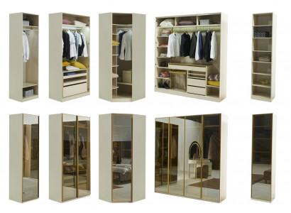 Walk-in closet furniture glass cabinet with tinted fronts corner cabinet
