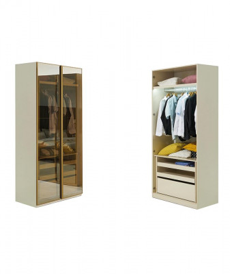 Walk-in closet furniture glass cabinet with tinted fronts corner cabinet
