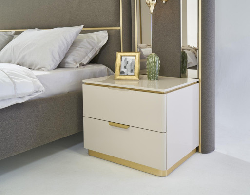 Bedroom Console Nightstand Set 2x Nightstands Luxury Hotel Furniture Beige New