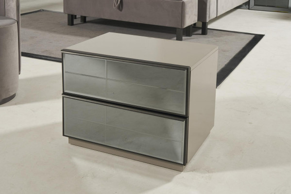 Luxury glass bedroom bed nightstand corner wardrobe dresser mirror stool gray