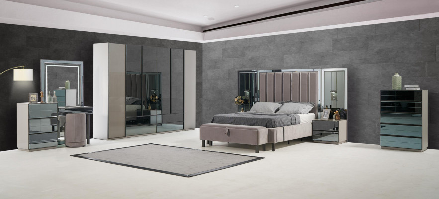 Luxury Bedroom 8-piece Set Complete Room Furniture Bed Nightstand Cabinet New