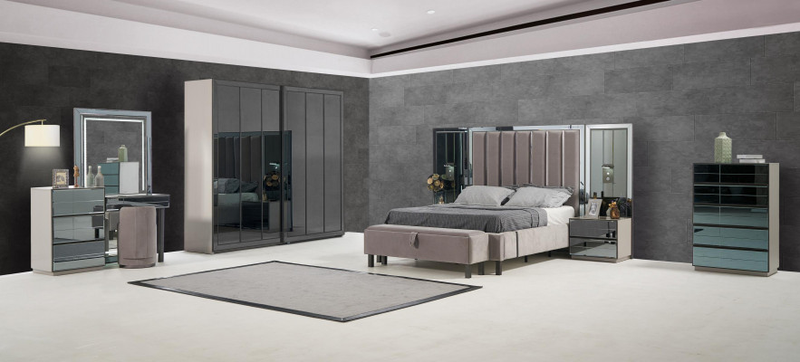 Luxury Bedroom 8-piece Set Complete Room Furniture Bed Nightstand Cabinet New