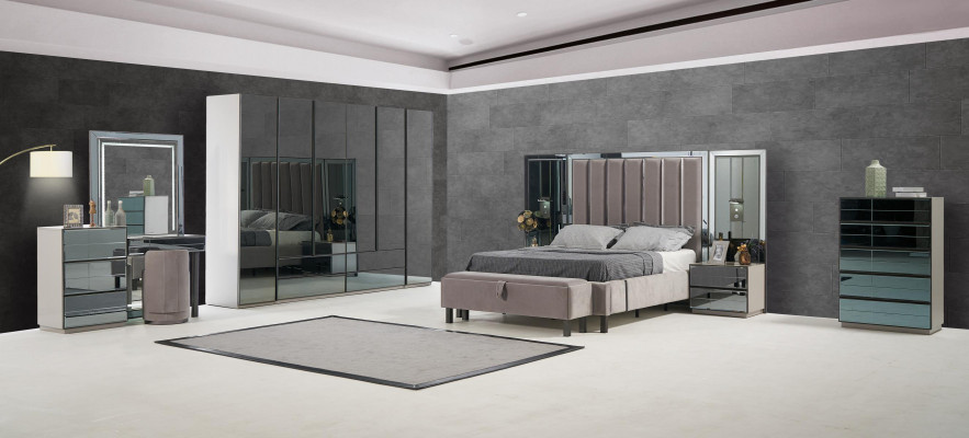 Luxury Bedroom 8-piece Set Complete Room Furniture Bed Nightstand Cabinet New