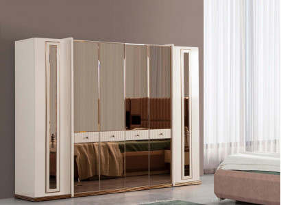 Six-door wardrobe cabinet beige cabinets furniture wood cloakroom cabinet
