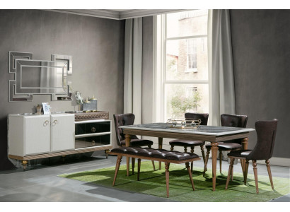 Dining room set bench table chairs dining group table suite sideboard 6-piece.
