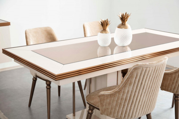 Dining Room Set 4x Armchairs Dining Table Design Furniture Dining Group 5-piece Chair.