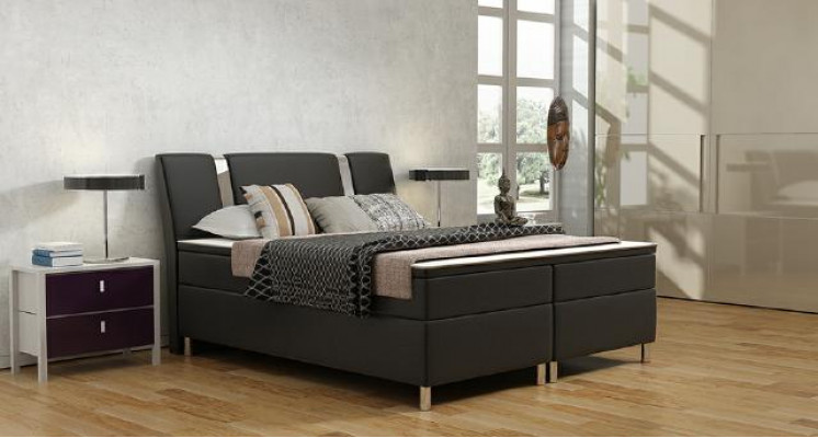 Box spring bed hotel beds upholstered leather bed incl. mattress & visco leather bed