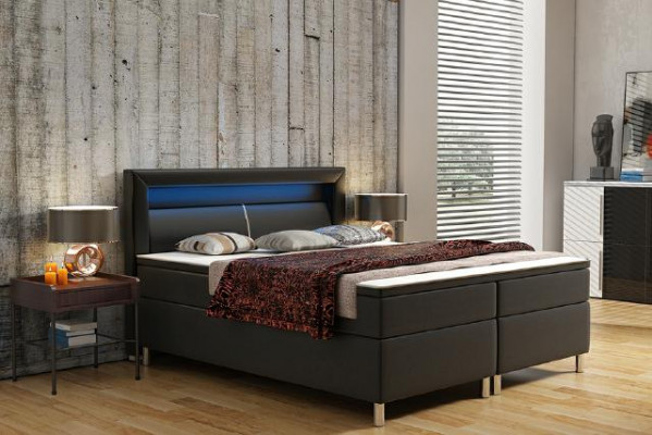 Box spring bed, box hotel bed with visco & mattress, leather bed, double bed