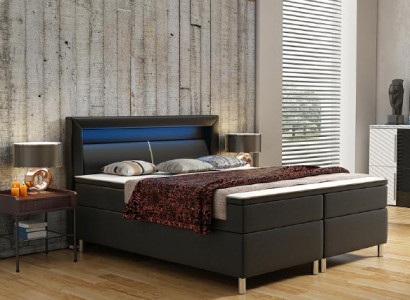 Box spring bed, box hotel bed with visco & mattress, leather bed, double bed