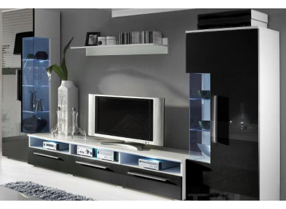 Designer living room wall unit RTV TV sideboard +2 display cabinets add-on cabinet living room wall new