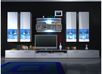 Wall unit extension wall cabinet wall high gloss LED lighting "color choice" design new