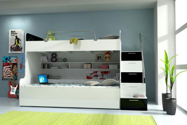 Bunk bed loft bed bed children's bed youth bed loft bed new black/white