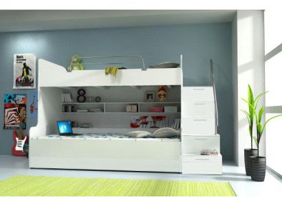Bunk bed, loft bed, bed, children's bed, youth bed, high bed, new, white/white