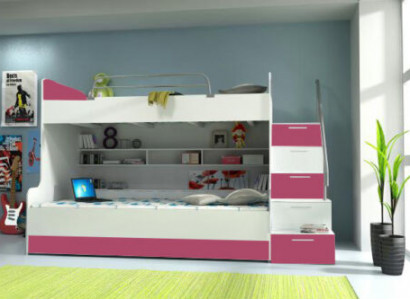 Bunk Bed Loft Bed Bed Children's Bed Youth Bed High Bed B003 Pink/White