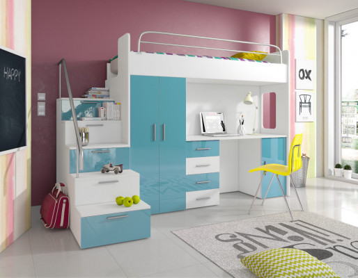 Youth bed complete bedroom design children's bed beds wardrobe table GREY
