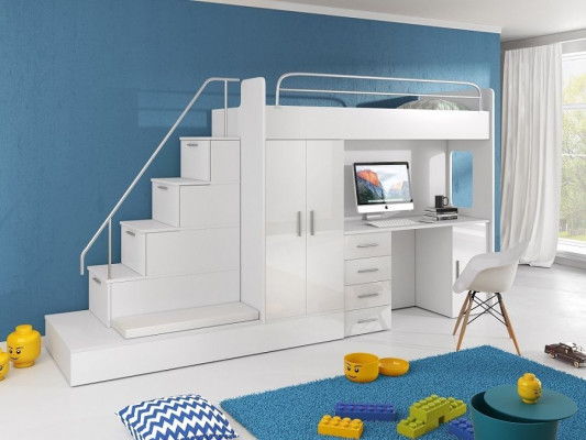 Bunk bed bunk bed bed closet youth room wardrobe desk