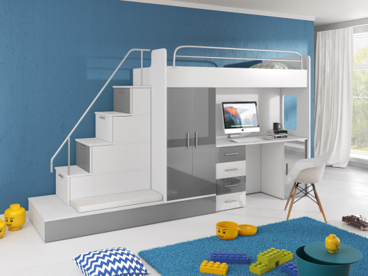 Youth room with bunk bed, wardrobe, desk RAJ 5