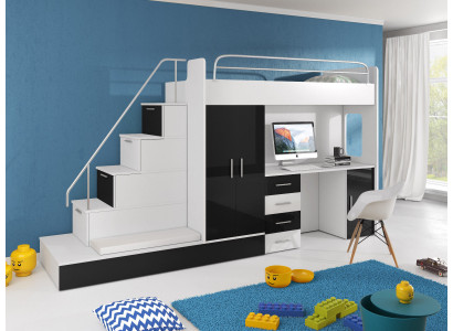 Youth room bed, bunk bed, loft bed, desk, wardrobe RAJ 5S