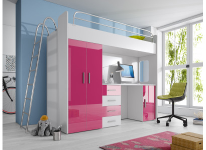 Exquisite bunk bed + desk + wardrobe modern style for your baby made from wood