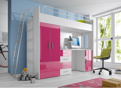 Exquisite bunk bed + desk + wardrobe modern style for your baby made from wood