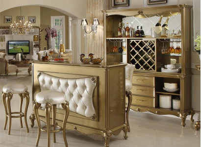 Complete bar 4-piece set bar table 2x bar stools cabinet baroque rococo set