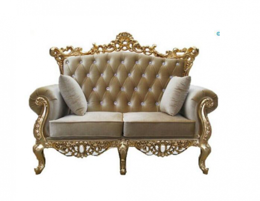Two-seater Chesterfield throne sofa royal upholstery velvet 2-seater antique style