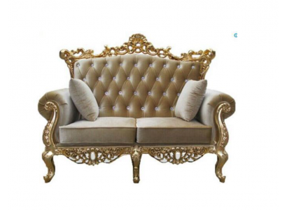 Two-seater Chesterfield throne sofa royal upholstery velvet 2-seater antique style