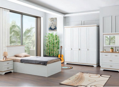 Country style children's room set bedroom bed nightstand wardrobe dresser 5-piece set
