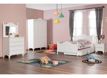 Teenager bedroom country style hotel guestroom furniture complete set 5-piece.