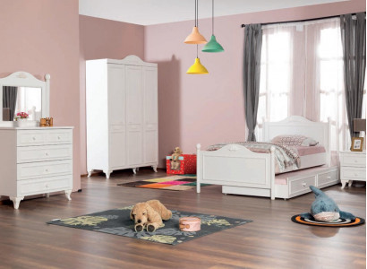 Teenager bedroom country style hotel guestroom furniture complete set 5-piece.