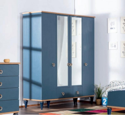 Children's Room Teenager's Room Bedroom Furniture Complete Set Modern Blue 4 piece.