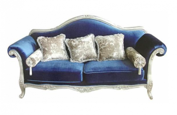 Two-seater throne sofa royal upholstery velvet 2-seater antique style Chesterfield