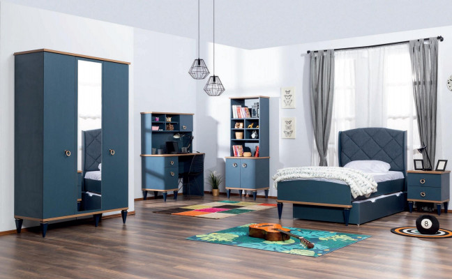 Bookshelf Blue Youth Room Furniture Bookcase Modern Children's Room New