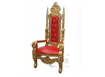 A magnificent design of a stunning red chair with incredible details on every decorative element in the Baroque style.