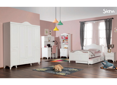 Children's room wood youth room bed modern design nightstand furniture new 2-piece set.
