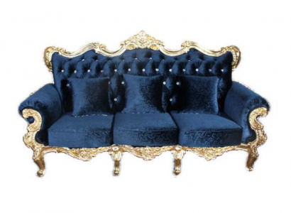 Throne Sofa Royal Upholstery Chesterfield Velvet 3-Seater Antique Style Sofas New