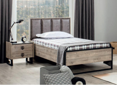 Loft Design Beds Bedroom Bed Wood with Upholstered Headboard Bed Frame New