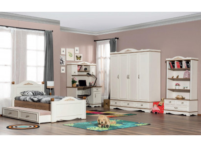 Modern bedroom youth room set bed nightstand bookshelf table 5-piece.