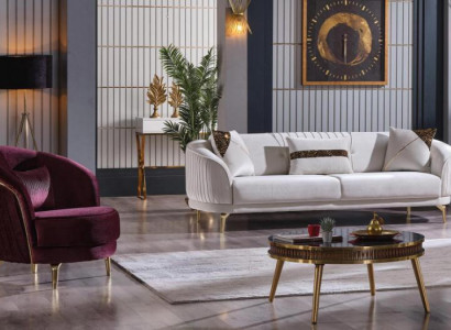 Sofa set with stainless steel feet three-seater + armchair modern living room couch