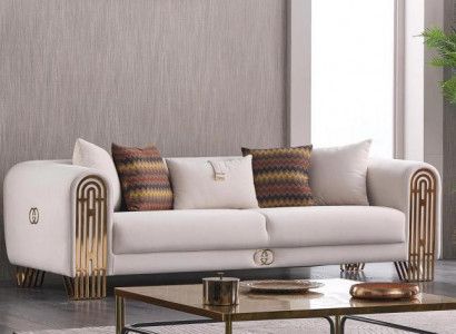 White living room stainless steel couch upholstered furniture textile design style sofa