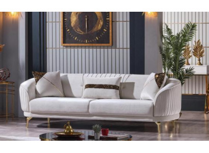 White stainless steel three-seater living room furniture upholstered sofas luxury furniture sofa velvet